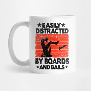 Easily Distracted By Boards And Bails Funny Skateboard Mug